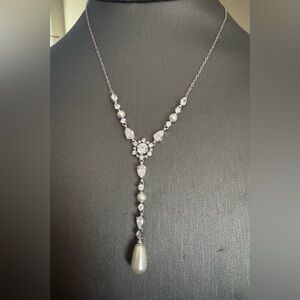 New Nadri Crystal & Pearl Drop Necklace